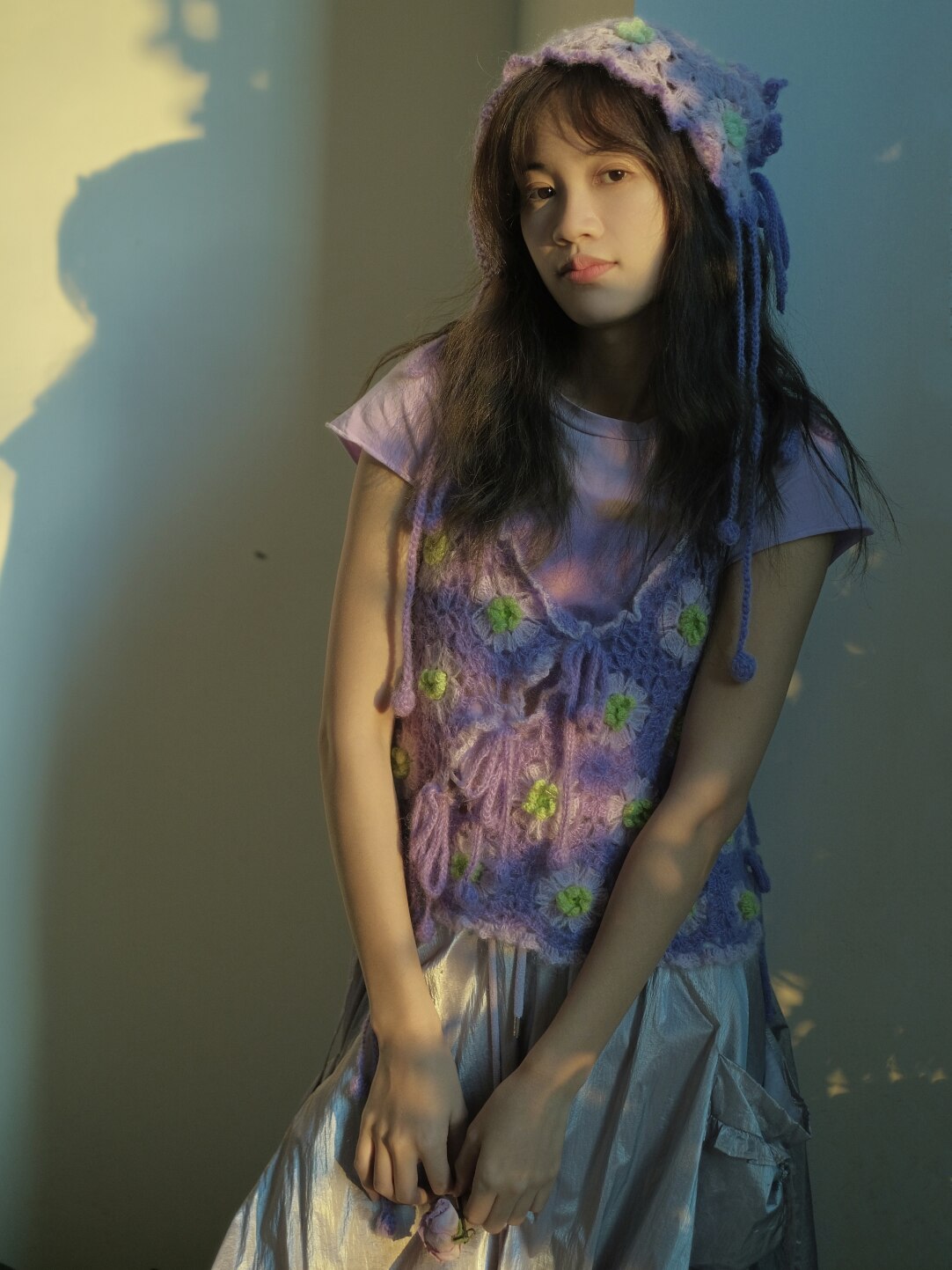 Handmade Tie-Front Floral Crochet Top