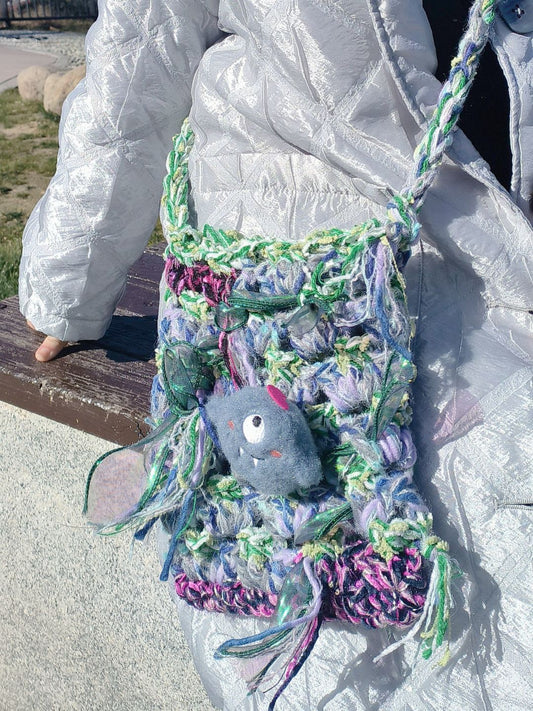 Handwoven Little Monster Crossbody Bag