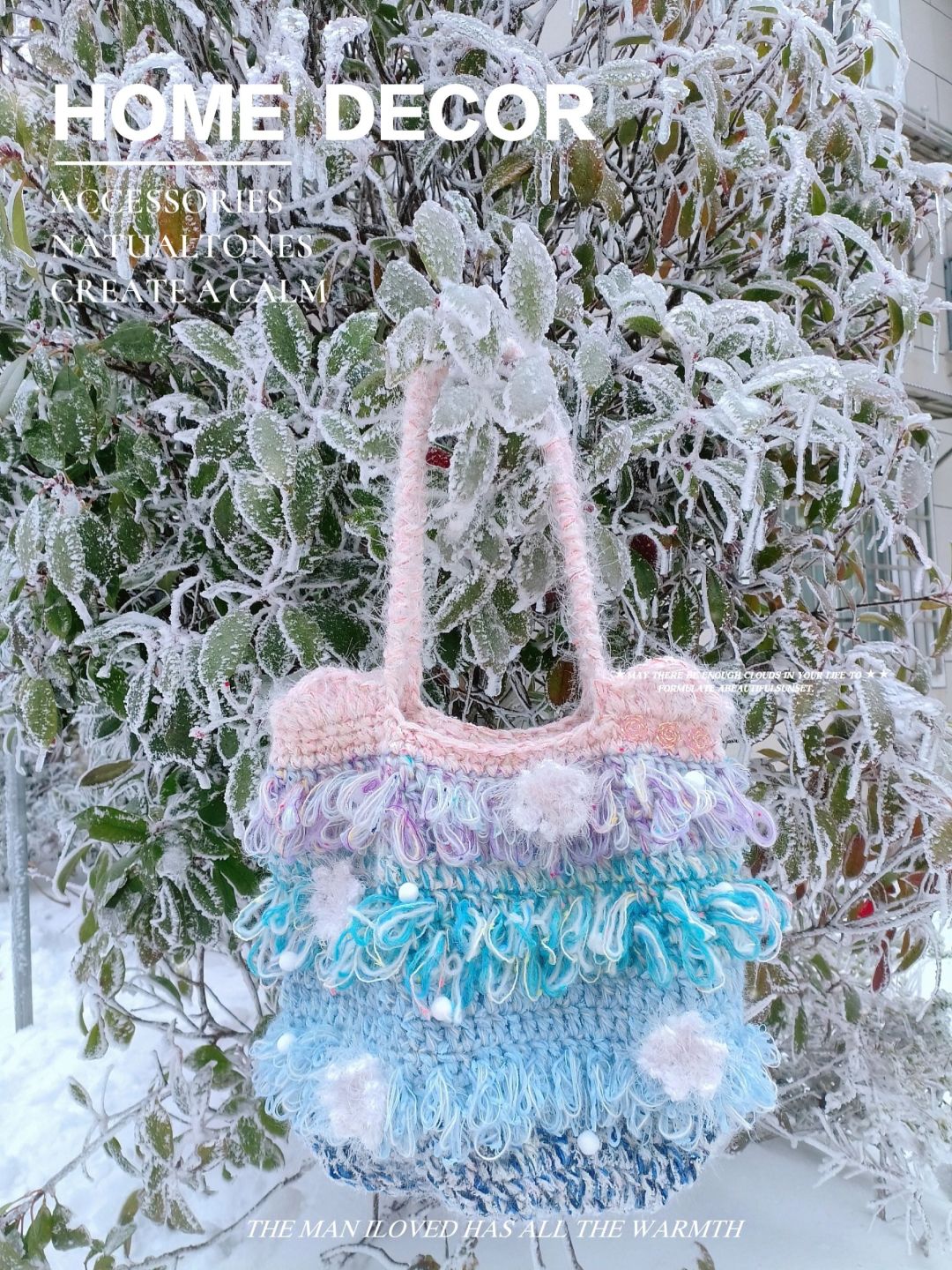 Handwoven Winter Snowflake Shoulder Bag