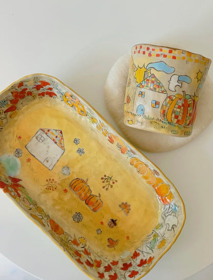 Harvest Season Hand-Painted Ceramic Plate