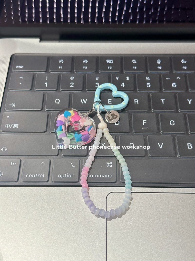 Heart Beaded Phone Charm