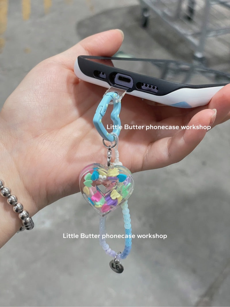 Heart Beaded Phone Charm