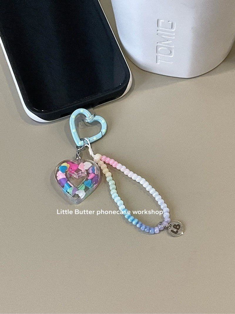 Heart Beaded Phone Charm