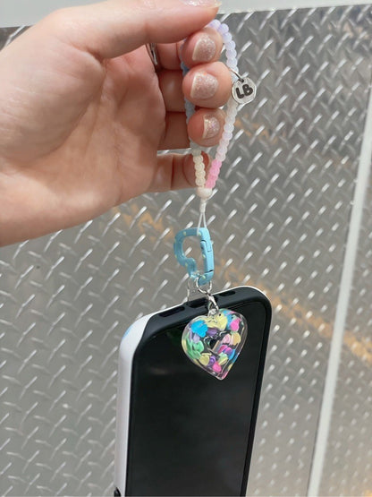 Heart Beaded Phone Charm