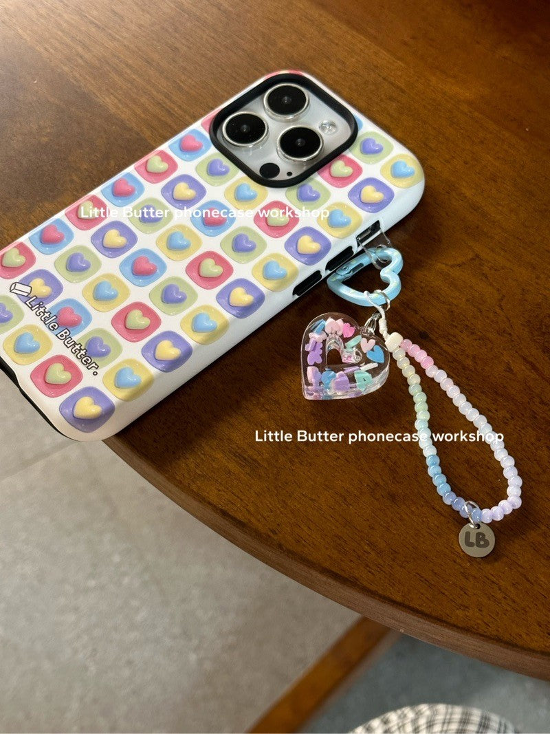 Heart Beaded Phone Charm