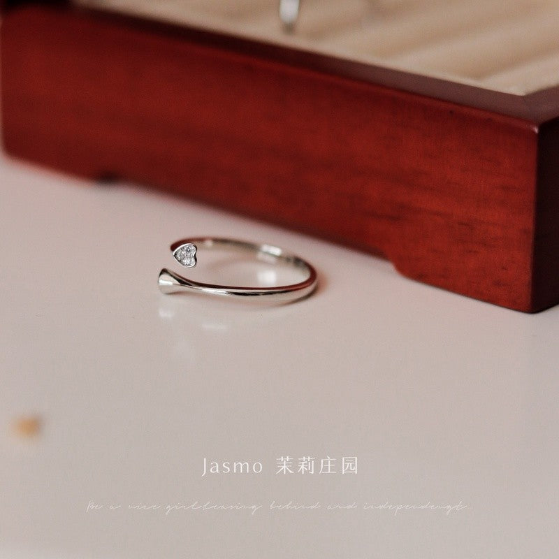 Heart Open-end Silver Ring