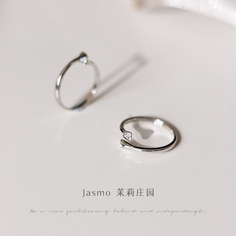 Heart Open-end Silver Ring