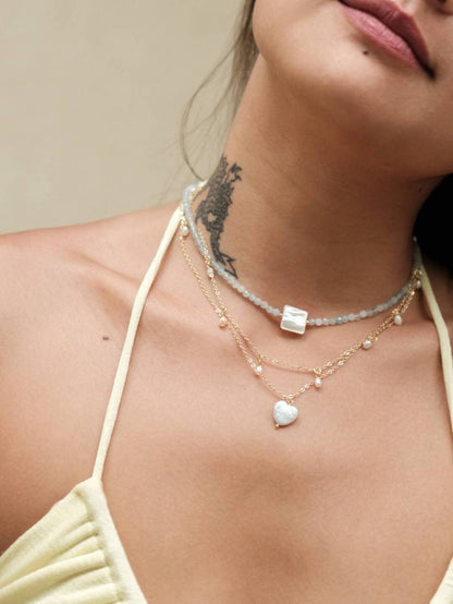 Heart Pearl Stacking Necklace