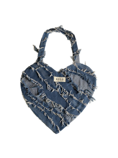 Heart Shape Denim Handbag