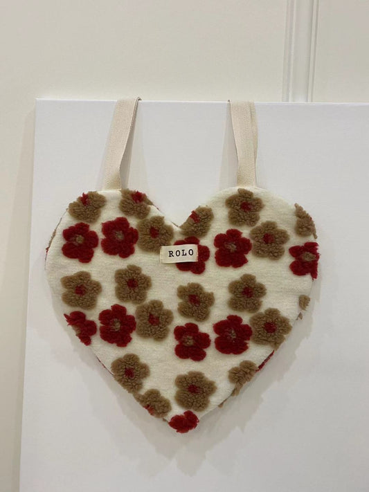 Heart Shape Flower Lambswool Bag