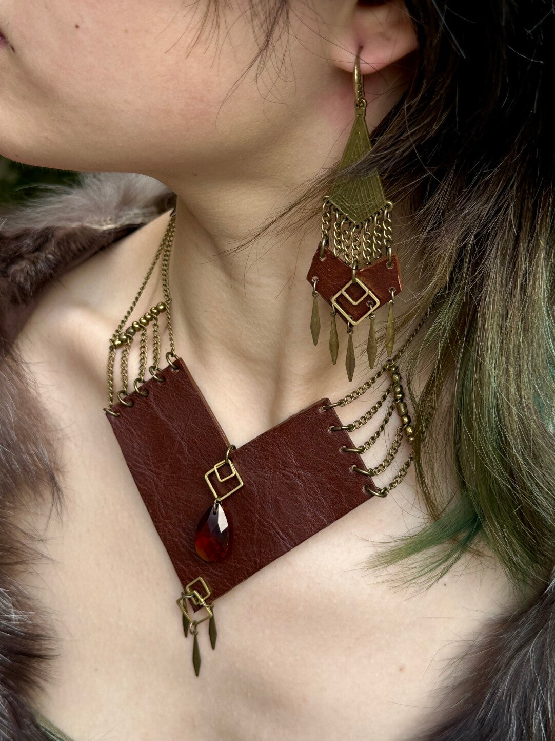 Heart Shaped Leather Chain Necklace