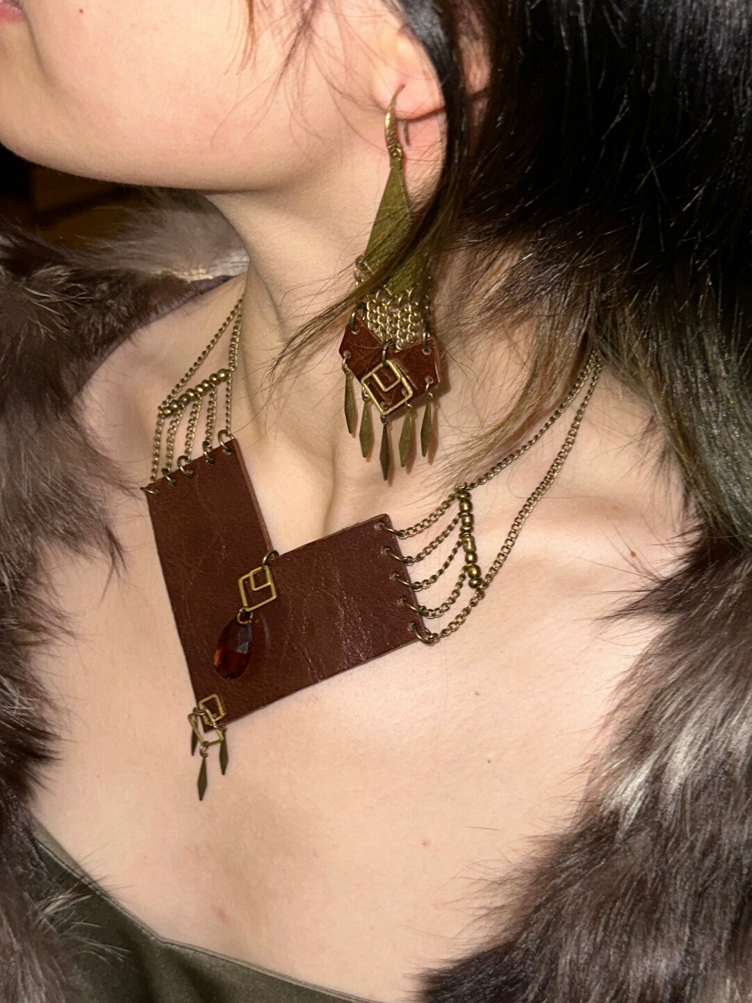 Heart Shaped Leather Chain Necklace