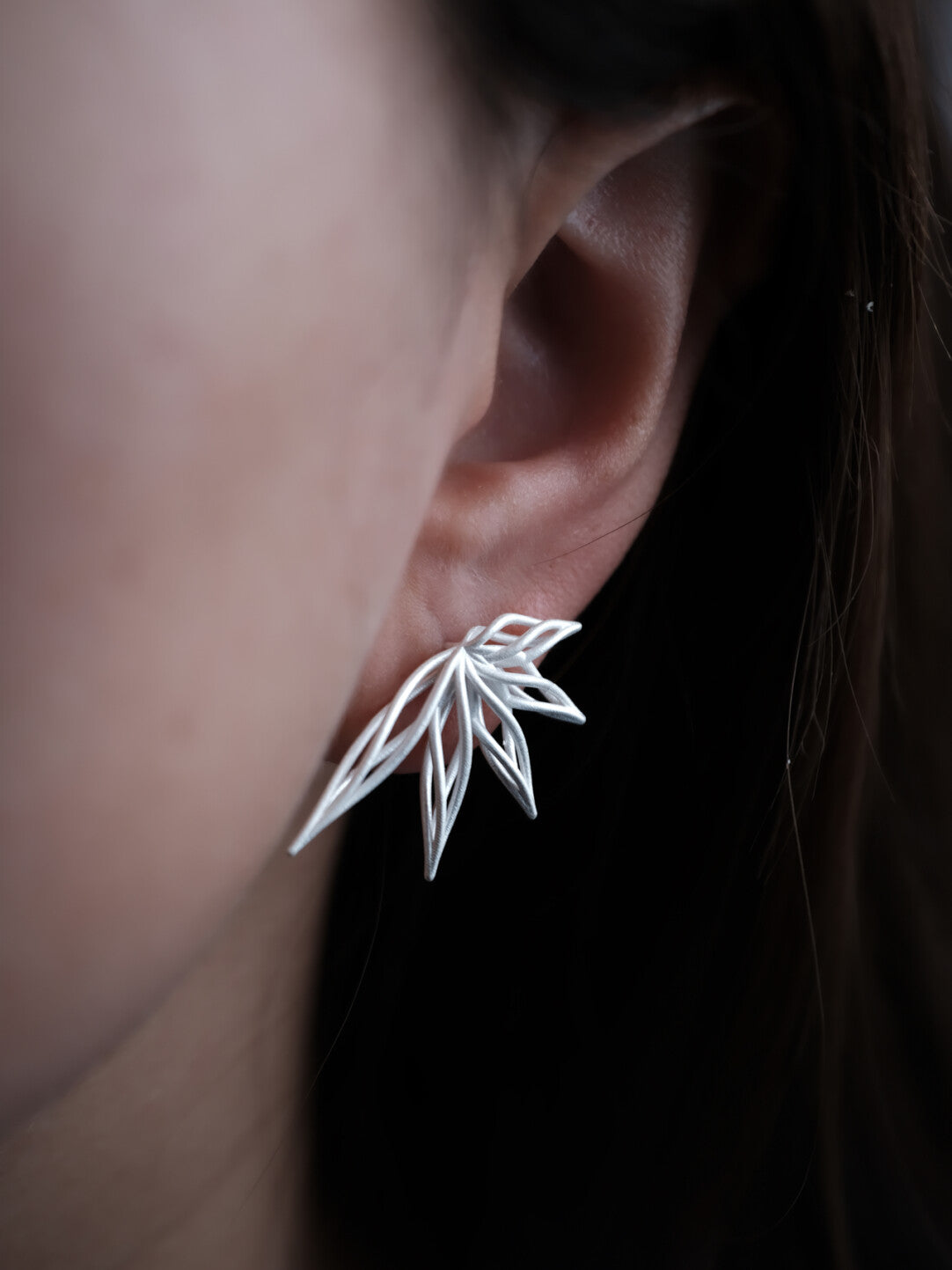 Hollow Bamboo Silver Earrings