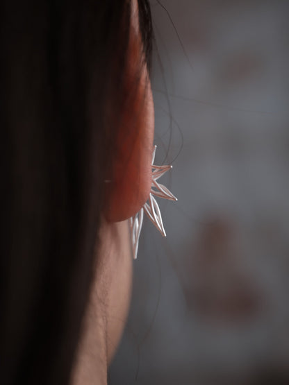 Hollow Bamboo Silver Earrings