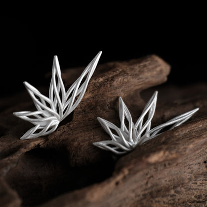 Hollow Bamboo Silver Earrings