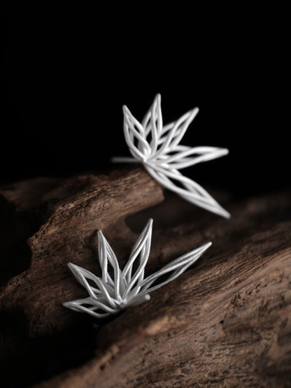 Hollow Bamboo Silver Earrings