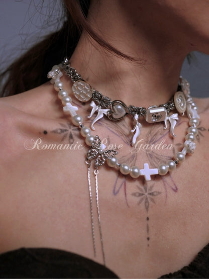 Holy Butterfly Bow Tie Pearl Choker