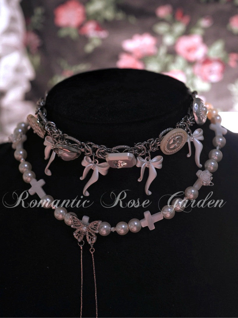 Holy Butterfly Bow Tie Pearl Choker