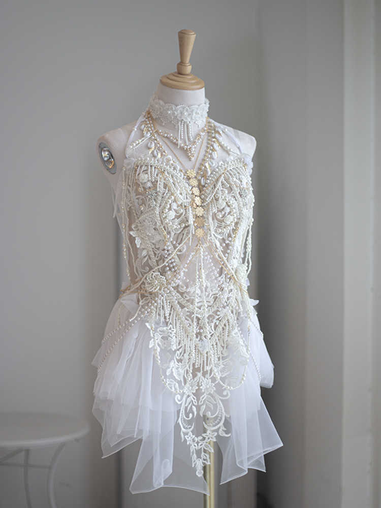 Holy Princess Lace Pearl Beaded Tassel Bodice Set