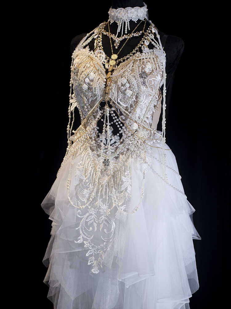 Holy Princess Lace Pearl Beaded Tassel Bodice Set