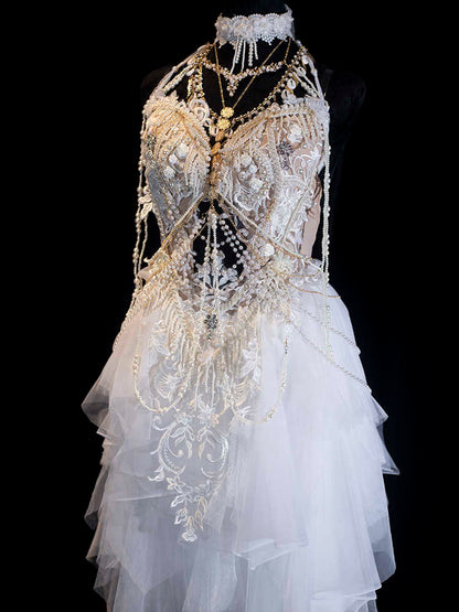 Holy Princess Lace Pearl Beaded Tassel Bodice Set