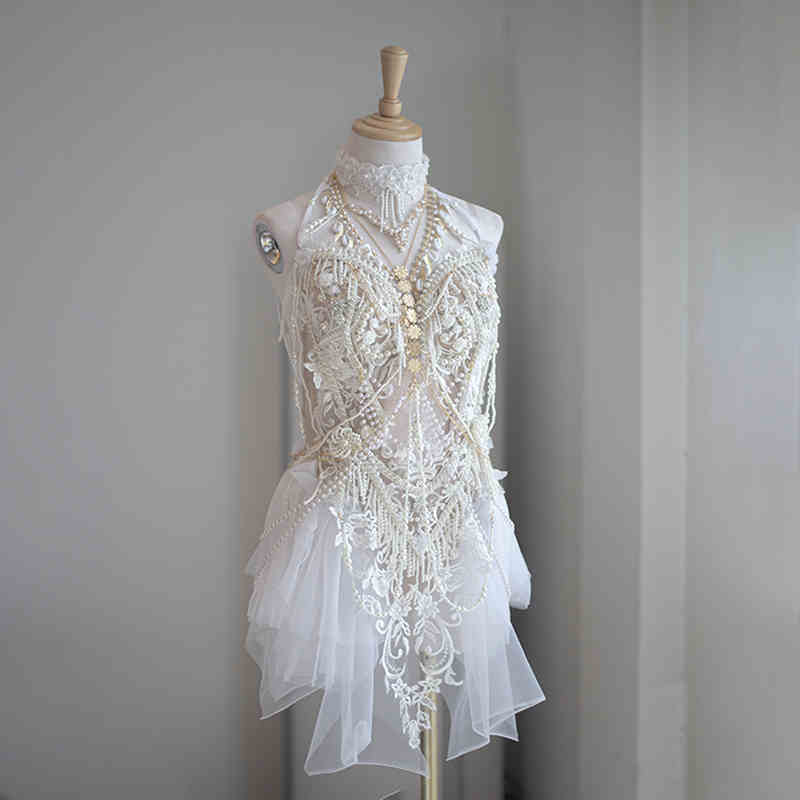 Holy Princess Lace Pearl Beaded Tassel Bodice Set