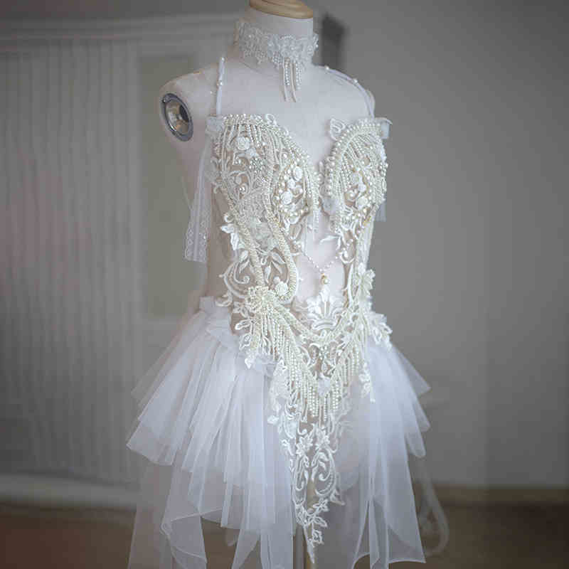 Holy Princess Lace Pearl Beaded Tassel Bodice Set