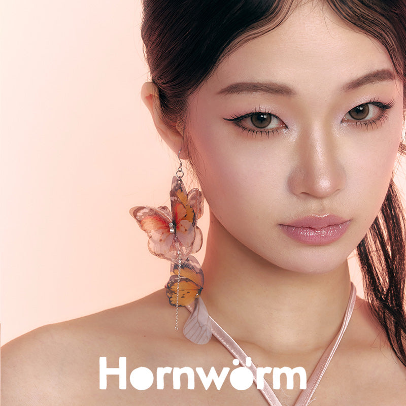Hornworm Butterfly Embroidered Asymmetrical Earrings