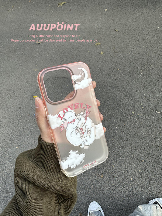 Hugging Bunny Ombre Pink Printed Phone Case