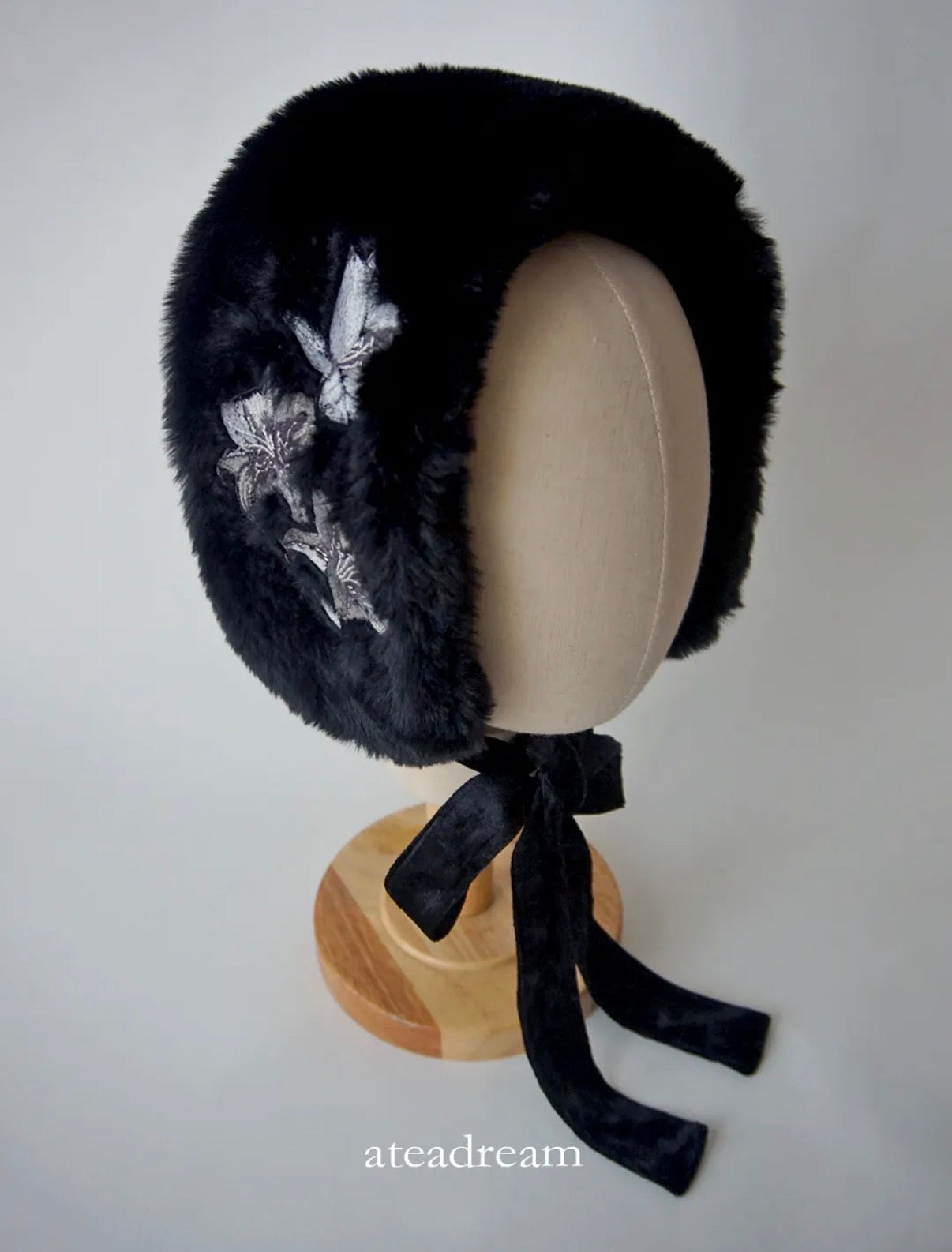 Original Moonlight Lily Embroidered Plush Ear Muff Scarf