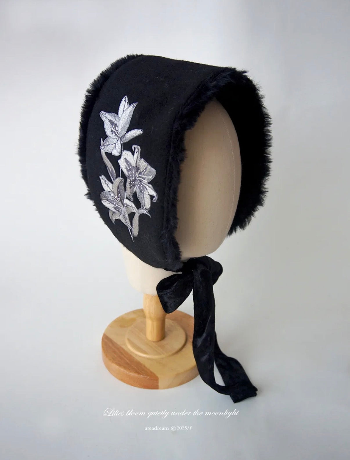 Original Moonlight Lily Embroidered Plush Ear Muff Scarf