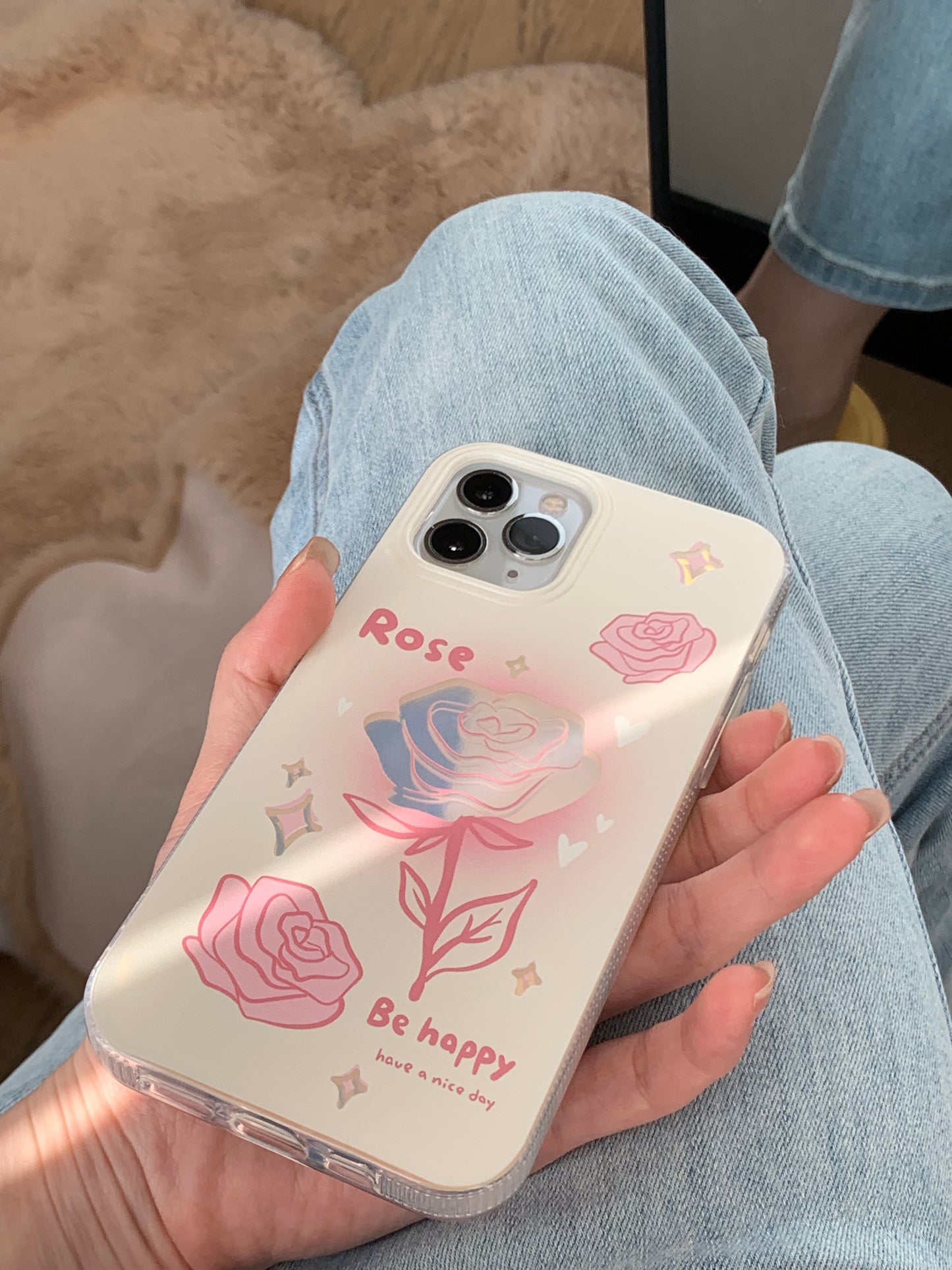 Happy rose laser phone case