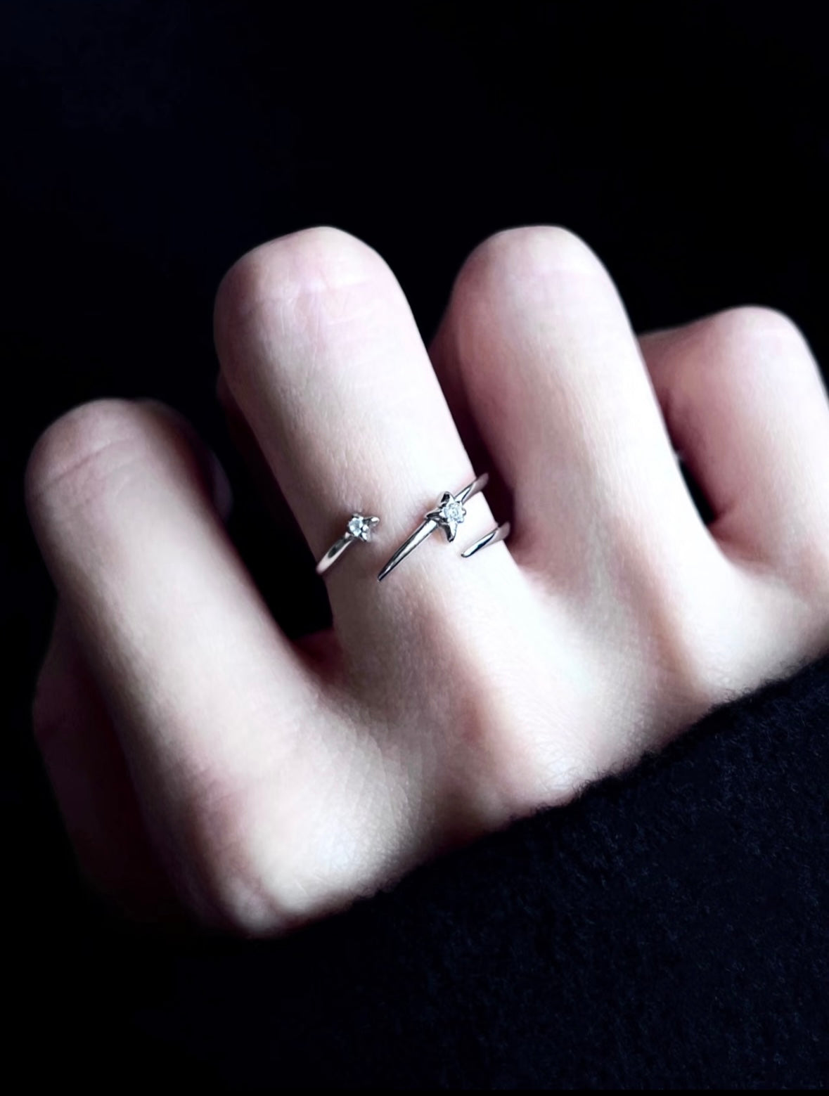 Galaxy Four Pointed Star Ring