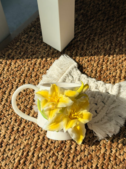 Yellow Lily Ceramic Cup