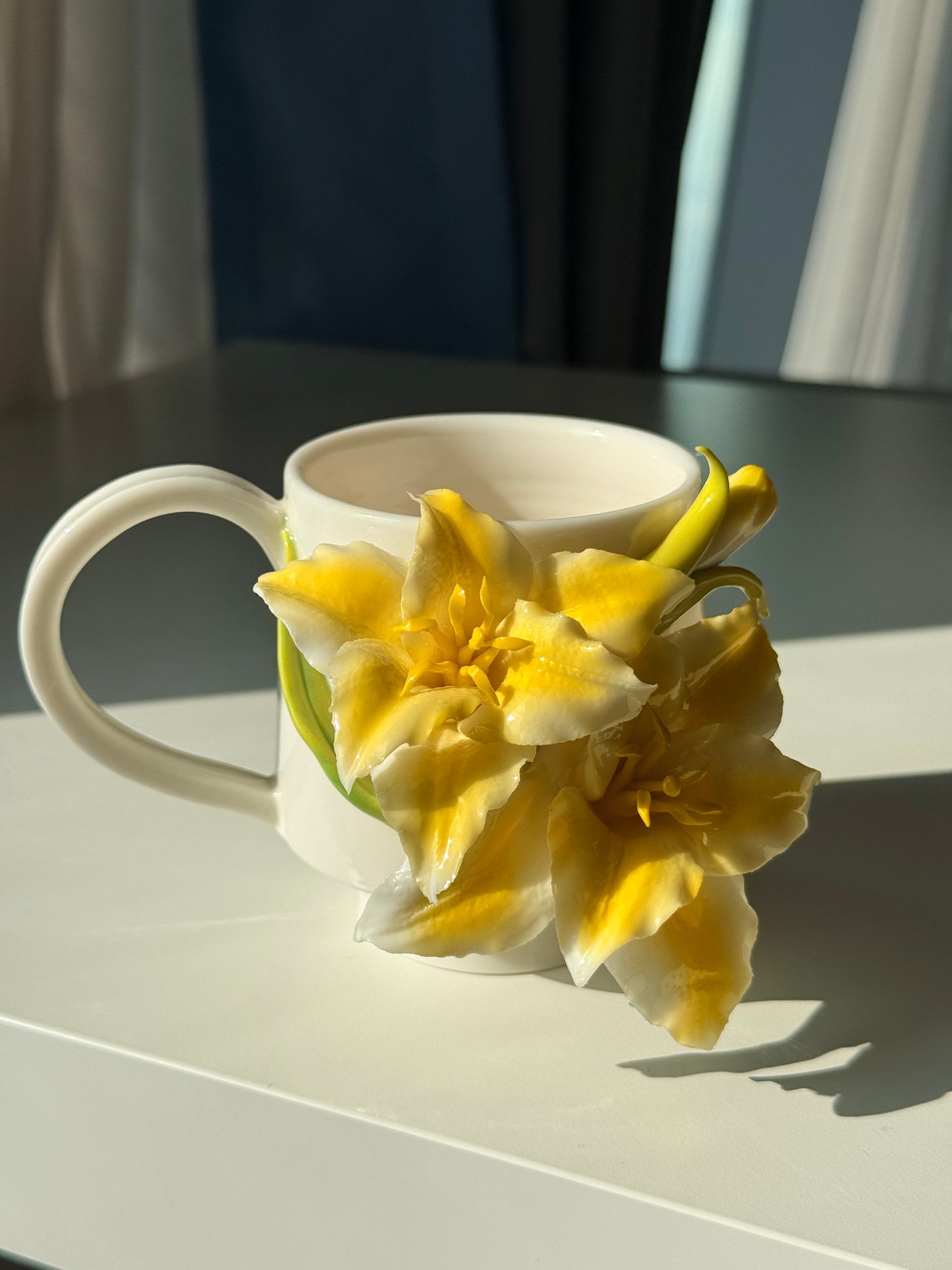 Yellow Lily Ceramic Cup