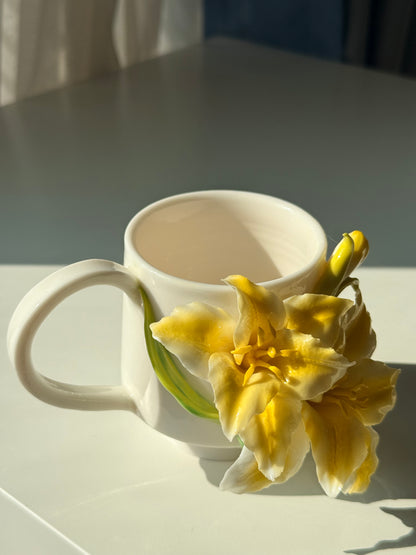 Yellow Lily Ceramic Cup