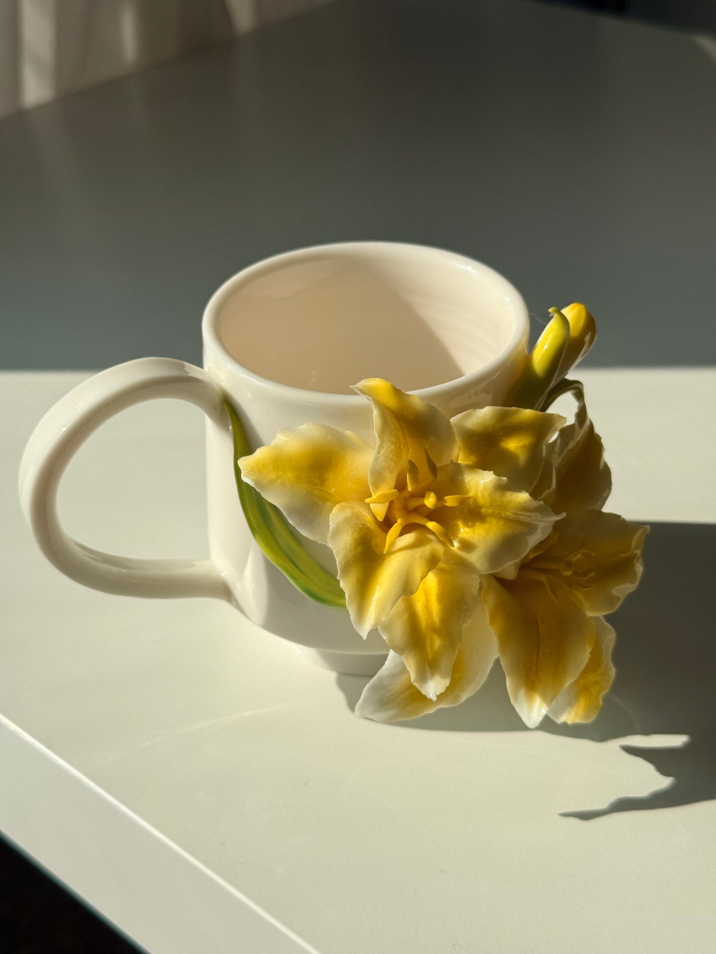 Yellow Lily Ceramic Cup