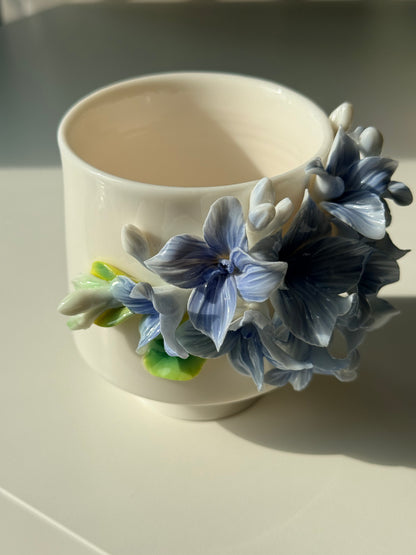 Blue Hydrangea Ceramic Cup