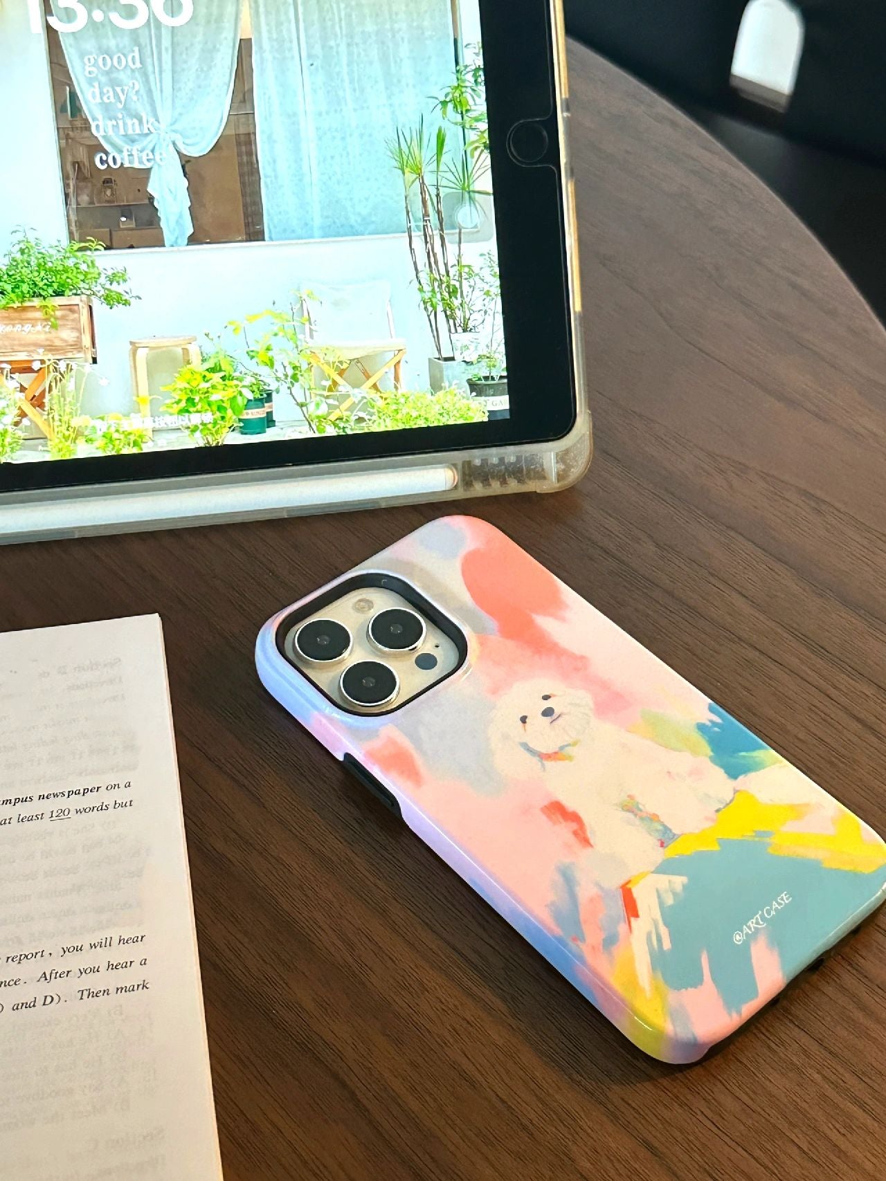 White Puppy Printed Double Layer Phone Case