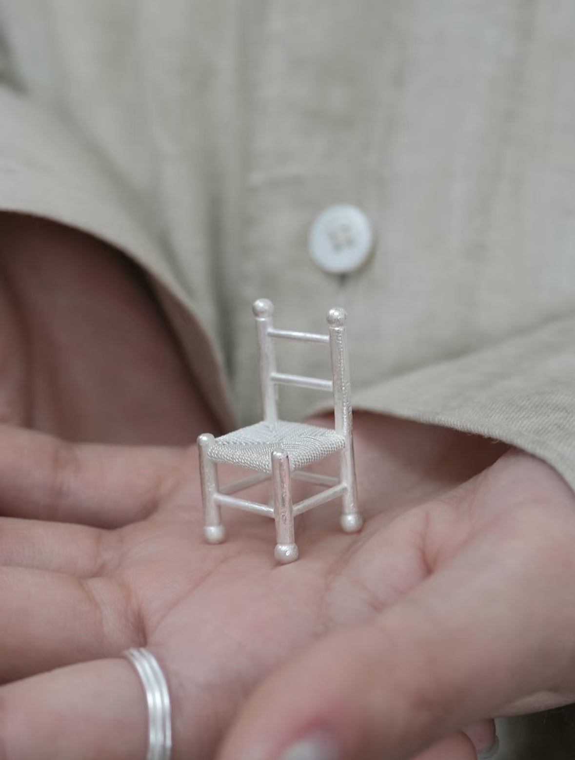 Mini Chair Silver Filigree Necklace