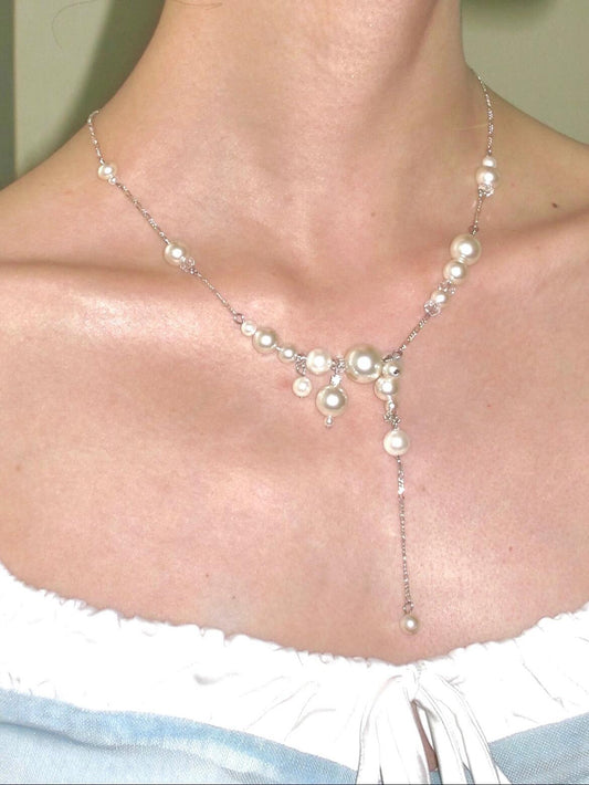 Galaxy Bubble Pearl Beaded Necklace