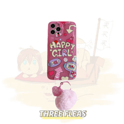 Pink happy girl phone case | iPhone Case | Three Fleas