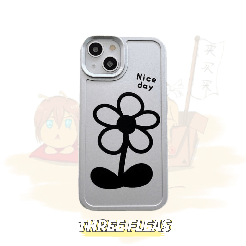 「iPhone」Black Flower with Grip Stand