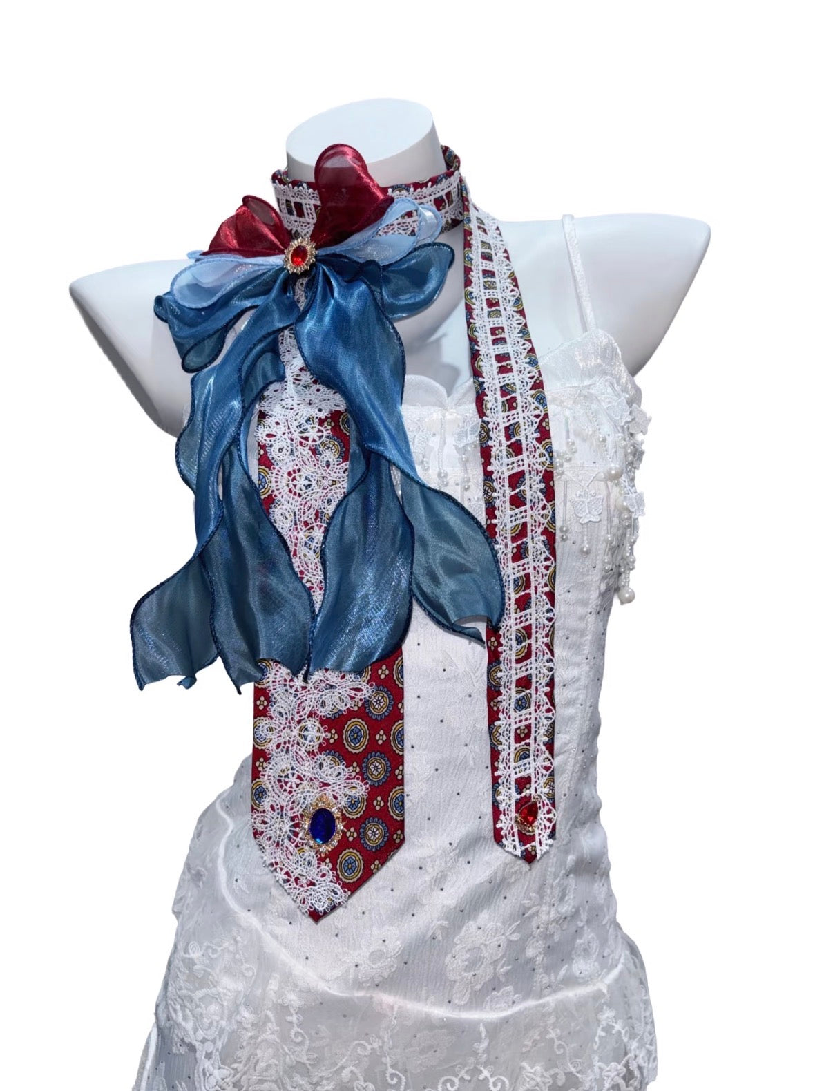 Maximalist Vintage Handmade Lace Bow Tie