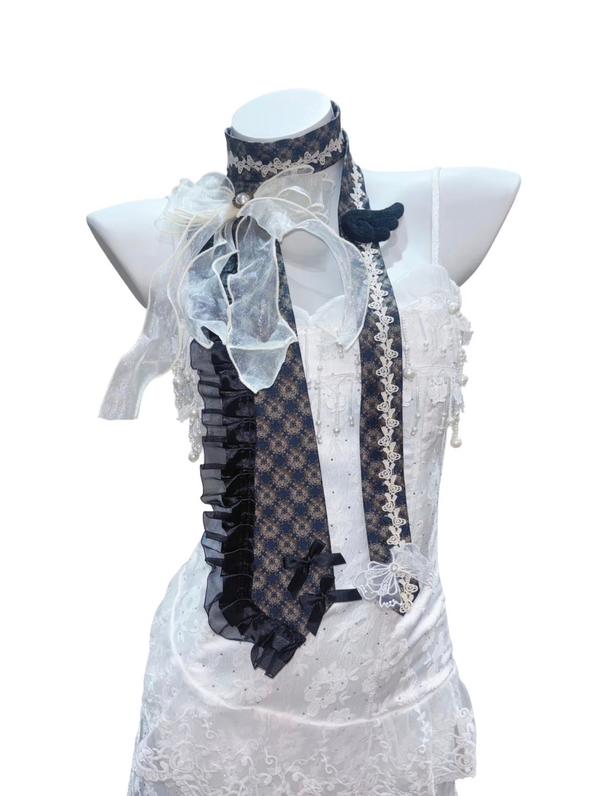 Maximalist Vintage Handmade Lace Bow Tie