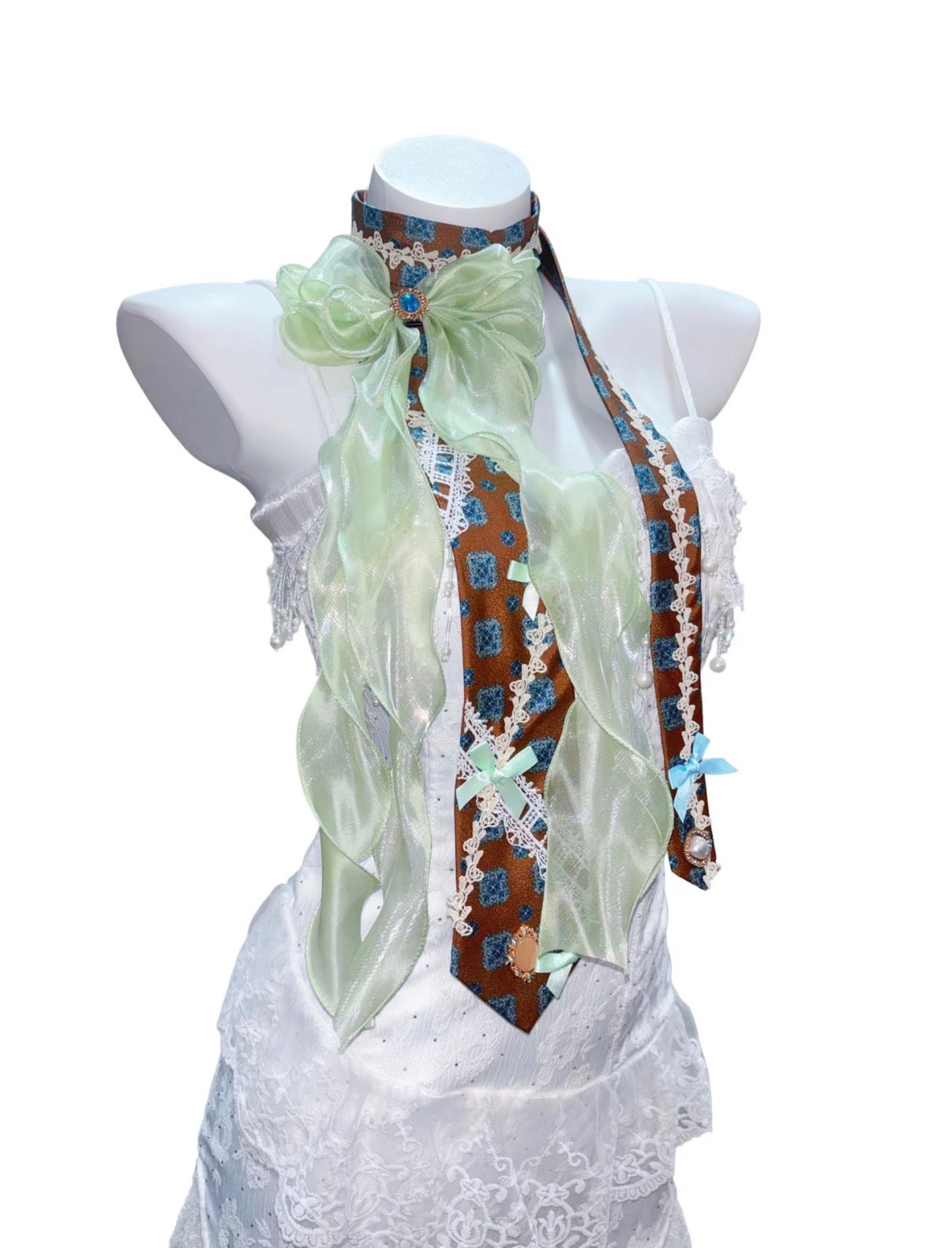 Maximalist Vintage Handmade Lace Bow Tie