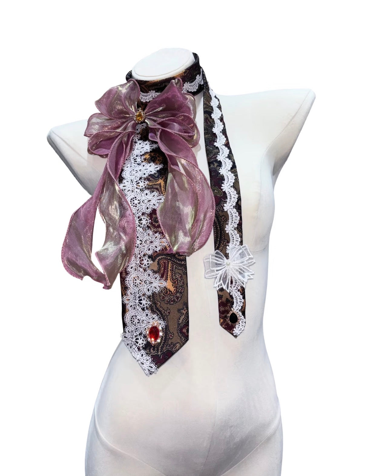 Maximalist Vintage Handmade Bow Lace Tie