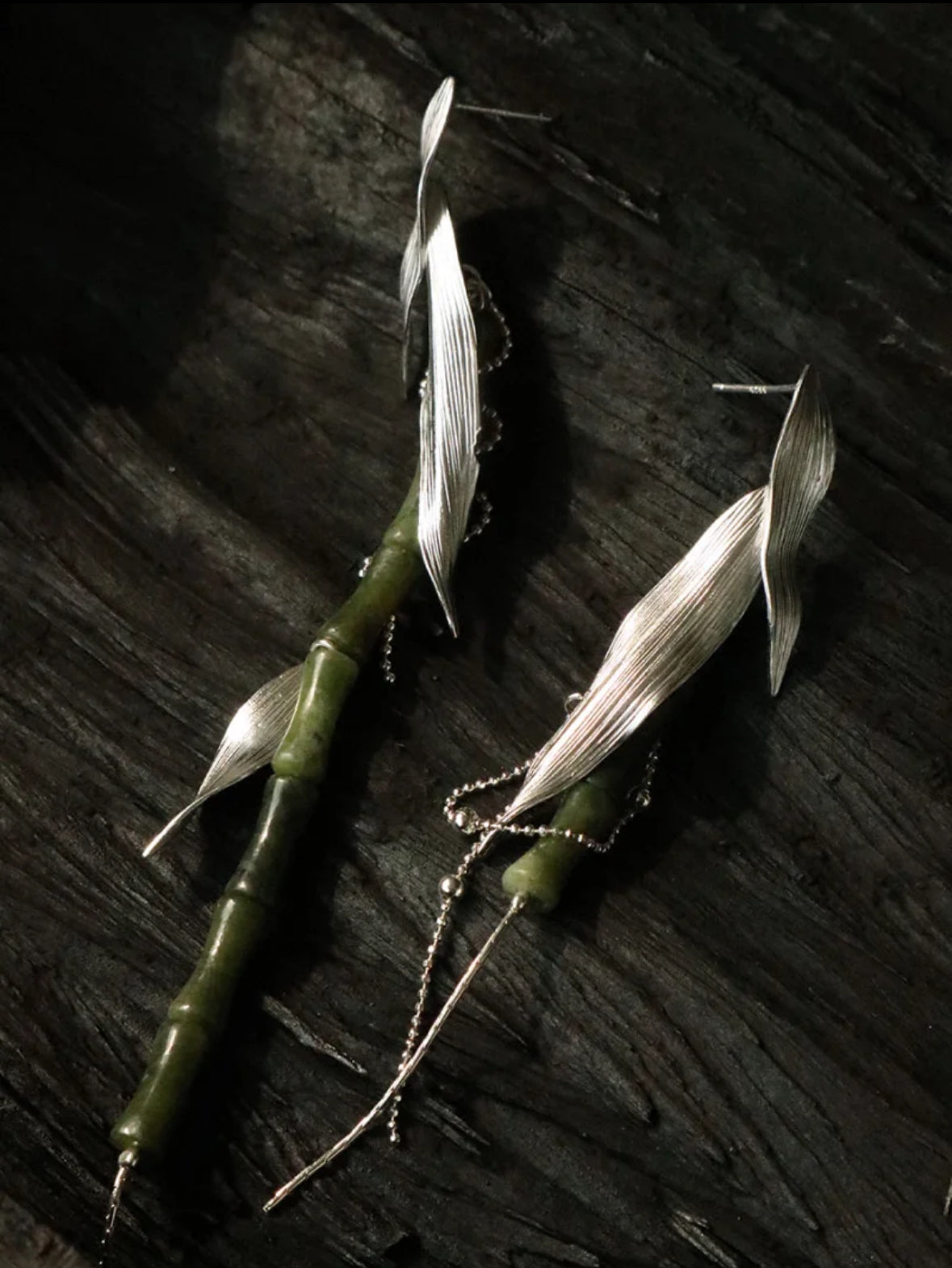 Bamboo Shadow Silver Earrings