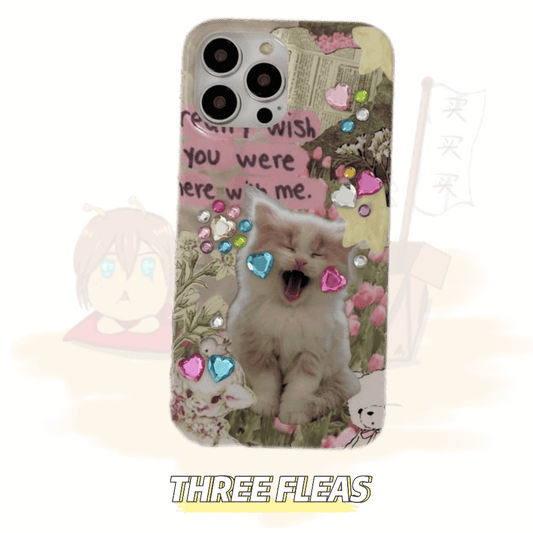 [ Meme Case ] Screaming Cat DIY fake diamond phone case | phone accessories | Three Fleas