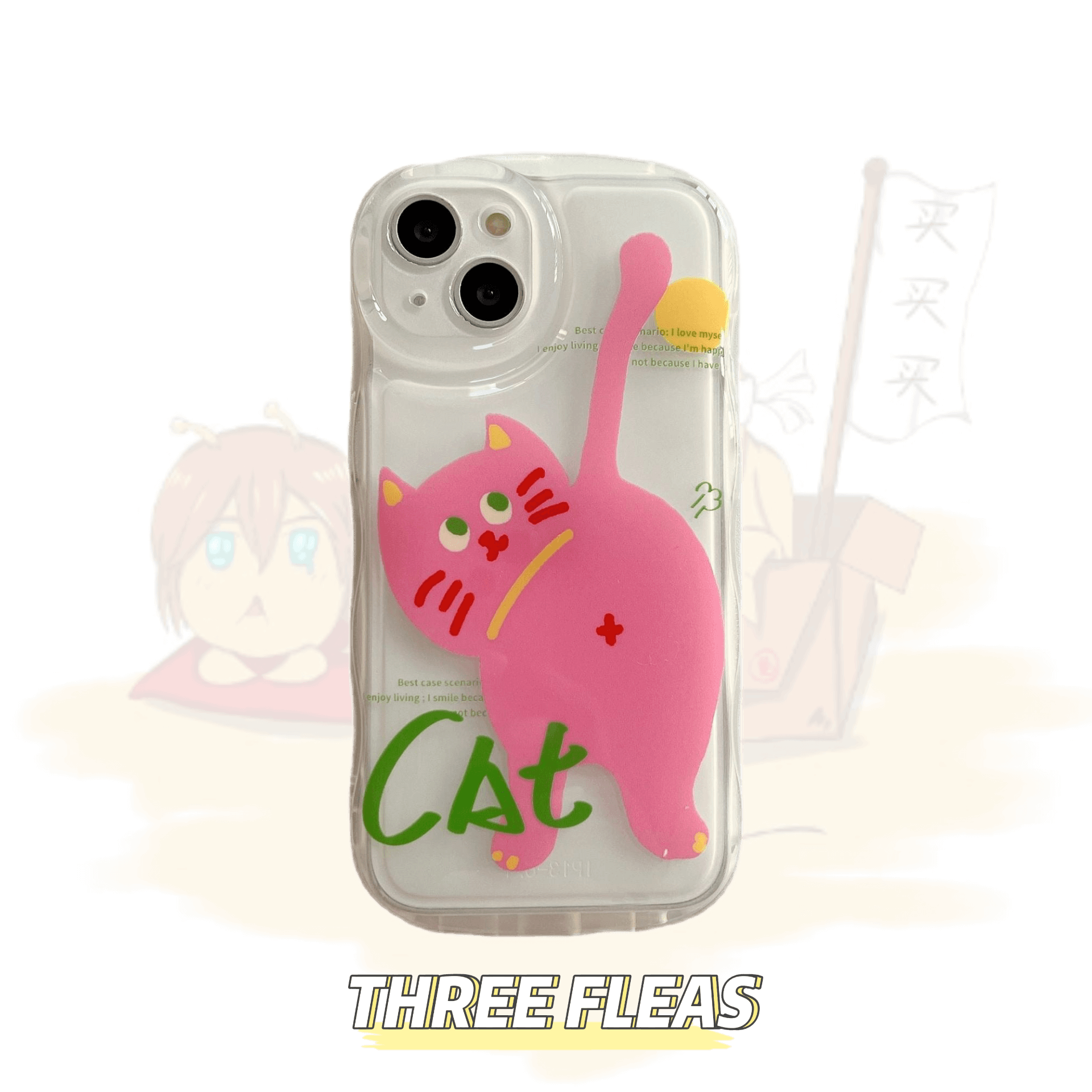 「iPhone」Pinky Little Cat Curvy Case | phone accessories | Three Fleas